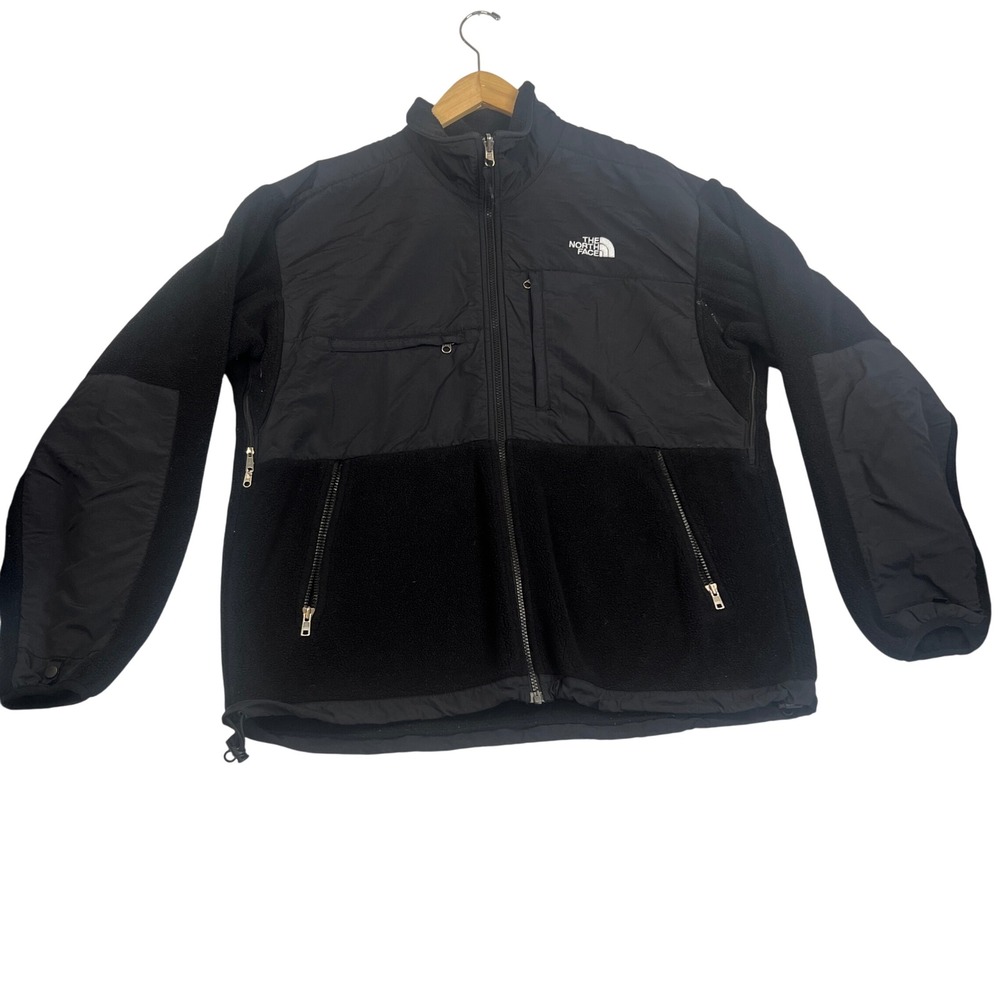 The North Face Mens Denali Polartec Fleece Jacket Black Large Full Zip Overlay